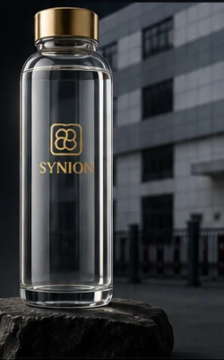 Clear glass water bottle showing thick wall structure for durability