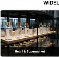 Reusable glass drinkware in retail environment for sustainable brand positioning