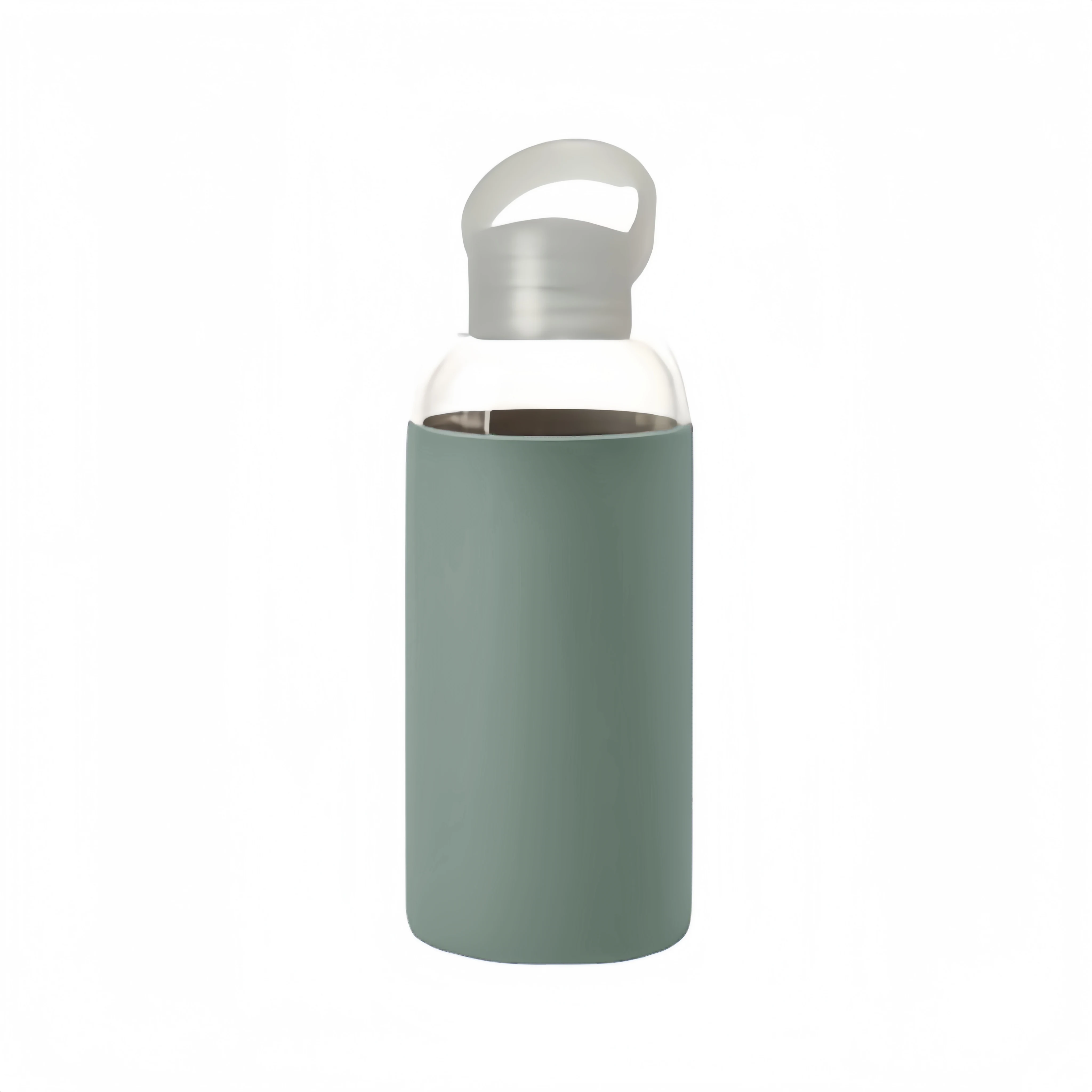 Green silicone sleeve glass water bottle
